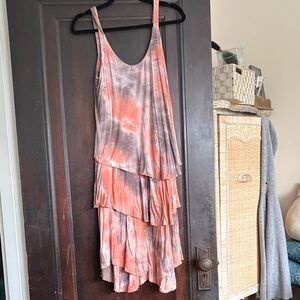 Soft Surroundings Asymmetrical Orange and Gray Dress